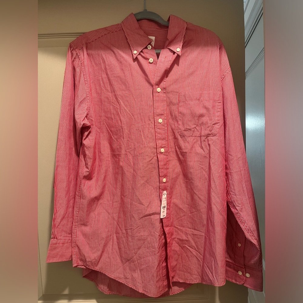NWT Brooks Brothers Red & White Striped 346 Button Down NEW